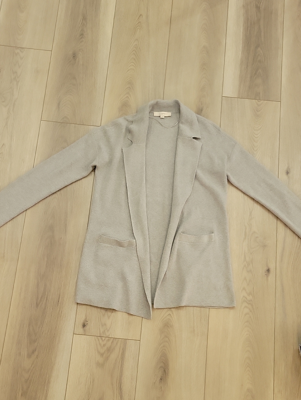 LOFT Light Gray Open-Front Blazer-Style Cardigan